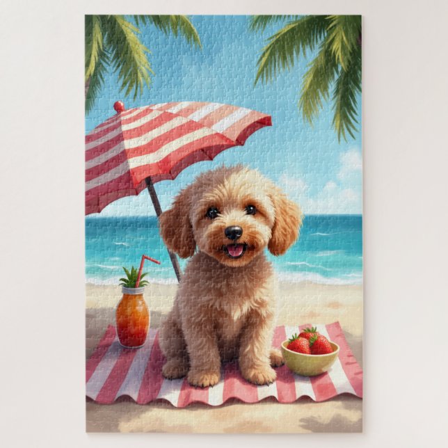 Cockapoo Beach Relax Scene Jigsaw Puzzle (Vertical)