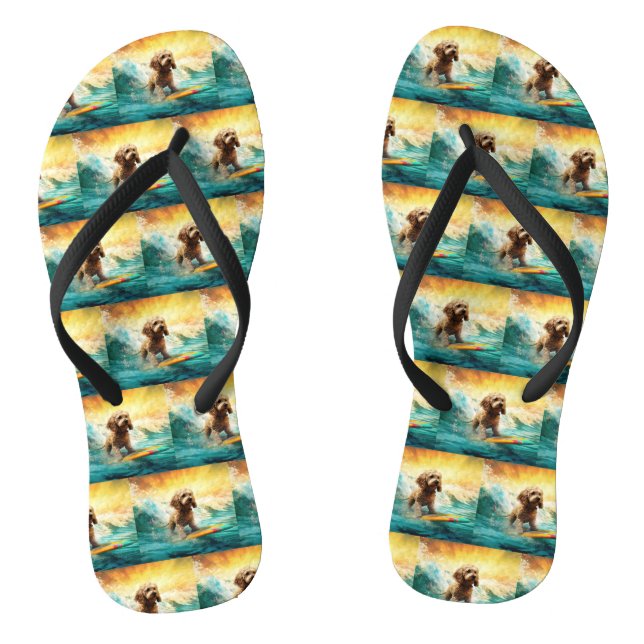 Cockapoo Beach Surfing Painting  Jandals (Footbed)