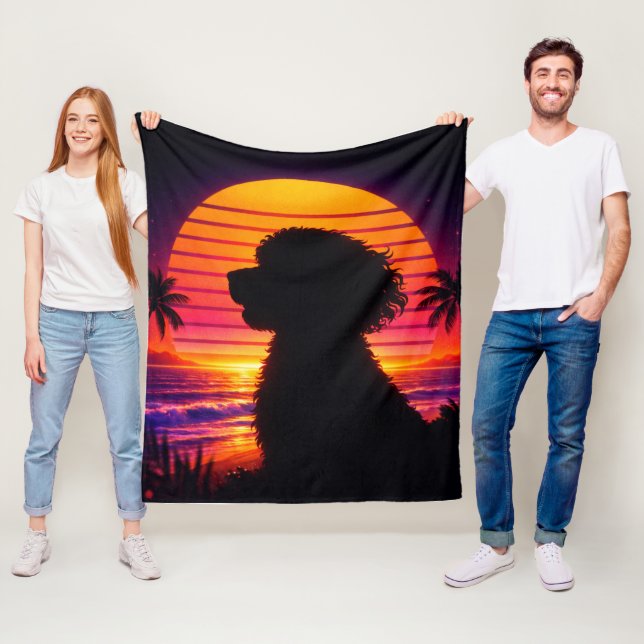 Cockapoo blankets- Retro Cockapoo Dog Lover Gift Fleece Blanket (In Situ)