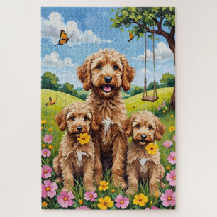 Cockapoo Buttercup Meadow Art Jigsaw Puzzle