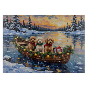 Cockapoo Christmas Boat Holiday Cutting Board