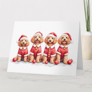 Cockapoo Christmas Dress Santa Hat Card