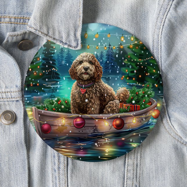 Cockapoo Christmas Festive Voyage 6 Cm Round Badge (In Situ)