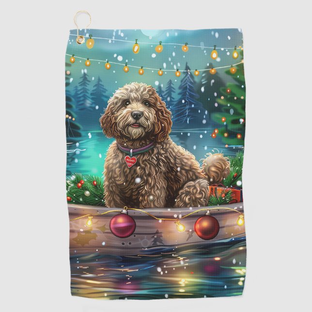 Cockapoo Christmas Festive Voyage Golf Towel (Front)