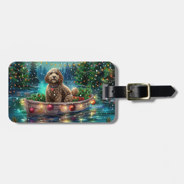 Cockapoo Christmas Festive Voyage Luggage Tag (Front Horizontal)