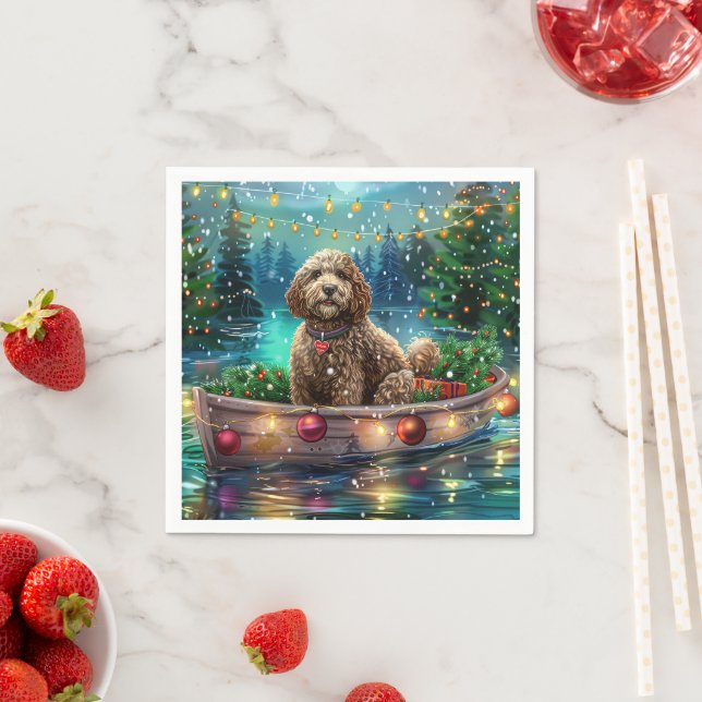 Cockapoo Christmas Festive Voyage Napkin (Insitu)