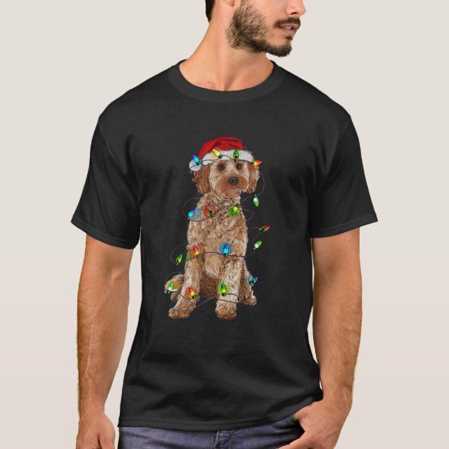 Cockapoo Christmas Tree Light Pajama Dog Lover Xma T-Shirt (Front)
