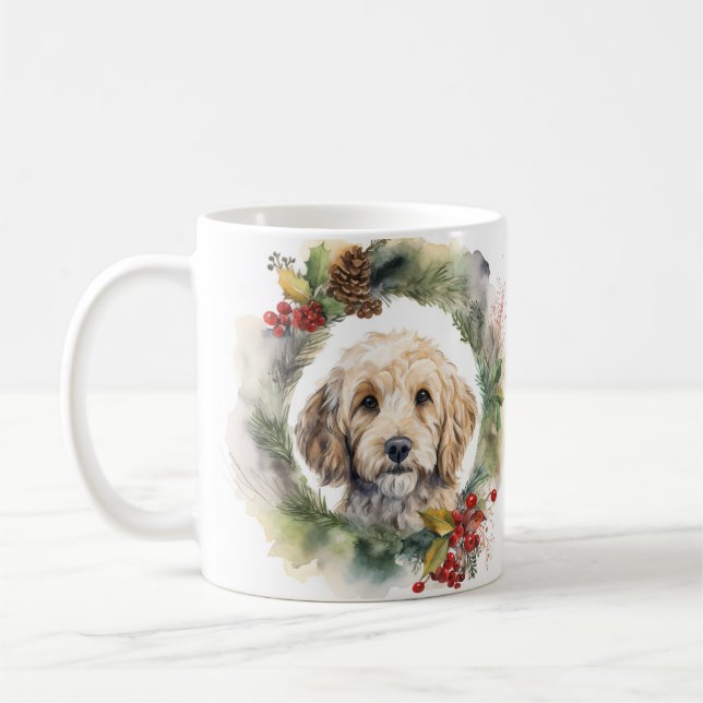 Cockapoo Christmas Wreath Festive Pup  Coffee Mug (Left)