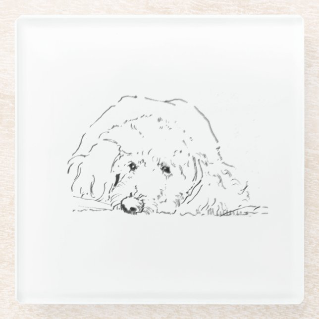 Cockapoo Coffee Mugs, Dog Lover Gift Ideas Glass Coaster (Front)