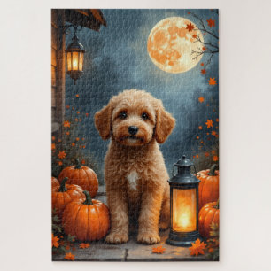 Cockapoo Cosy Farmhouse Halloween Art Jigsaw Puzzle