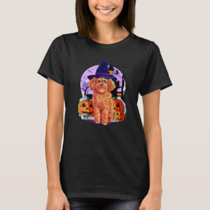 Cockapoo Cute Dog Halloween Witch Pumpkin T-Shirt