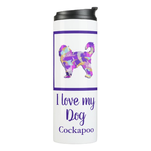 Cockapoo Cute Dog Silhouette PurplePY&B  Thermal Tumbler (Rotated Left)