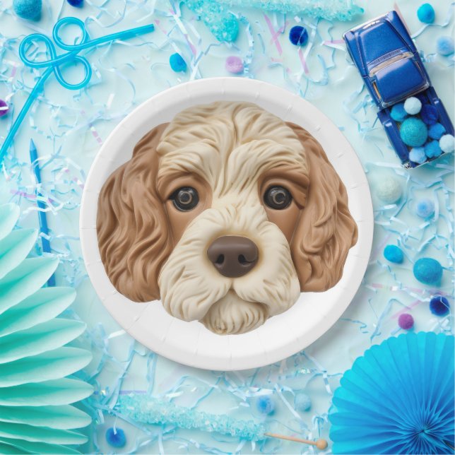 Cockapoo Dog 3D Inspired  Paper Plate (Party)