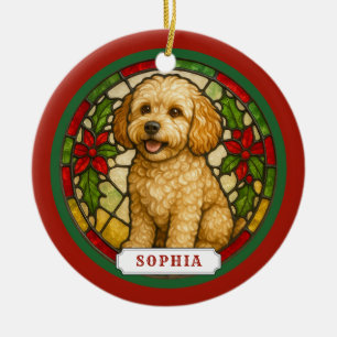 Cockapoo Dog Ceramic Circle Ornament