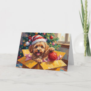 Cockapoo Dog Christmas Gift Box Surprise Card