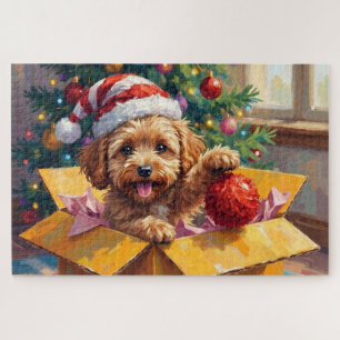 Cockapoo Dog Christmas Gift Box Surprise Jigsaw Puzzle
