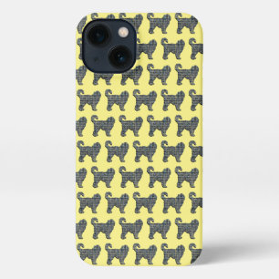 Cockapoo Dog Cute Silhouette Grid Yellow iPhone 13 Case