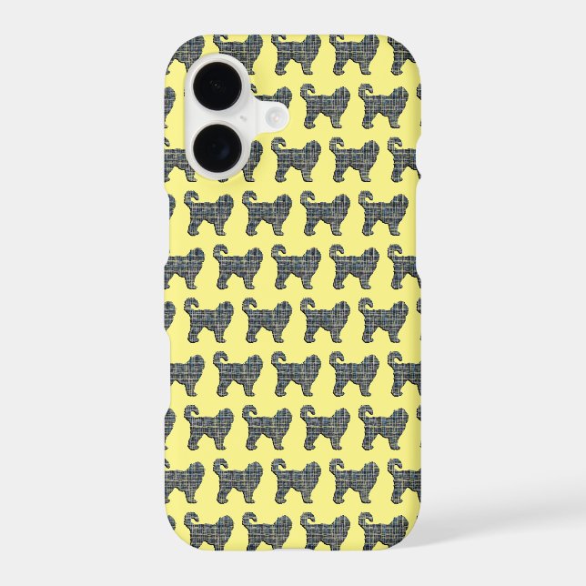 Cockapoo Dog Cute Silhouette Grid Yellow iPhone Case (Back)
