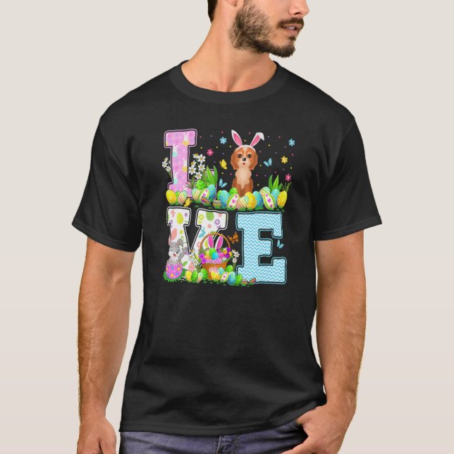 Cockapoo Dog Easter Egg Hunt Funny Love Cockapoo E T-Shirt (Front)