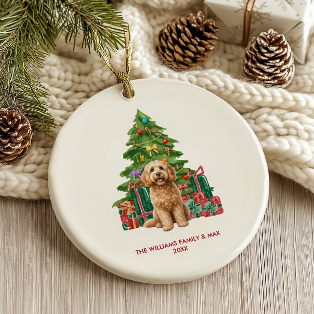 Cockapoo Dog Family Christmas Ceramic Tree Decoration (Creator Uploaded)
