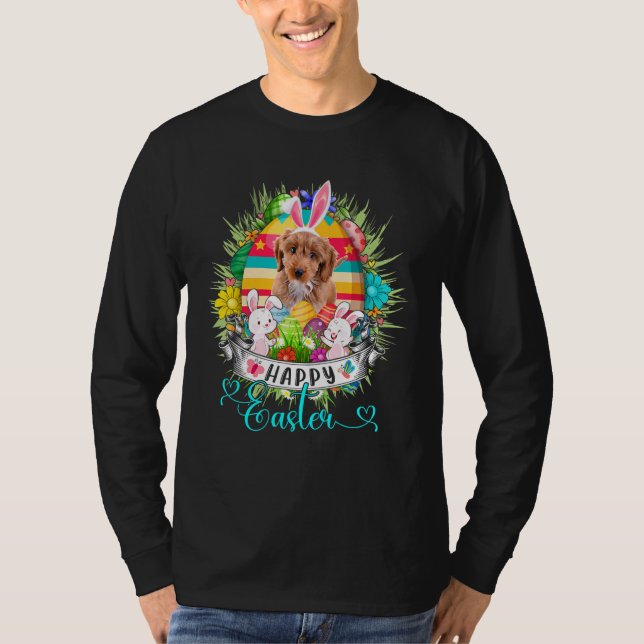 Cockapoo Dog In Easter Eggs Basket Bunnies Happy E T-Shirt (Front)
