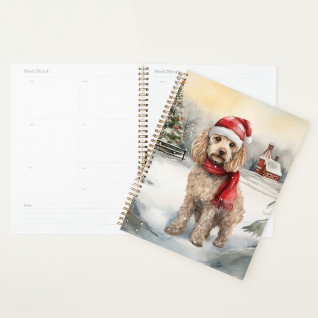 Cockapoo Dog in Snow Christmas  Planner (Display)