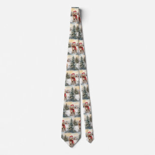 Cockapoo Dog in Snow Christmas Tie