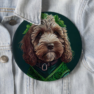 Cockapoo Dog in St. Patrick's Day Dress 6 Cm Round Badge
