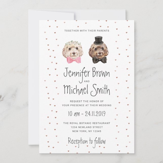 Cockapoo Dog Lover Bride Groom Wedding Invitation (Front)