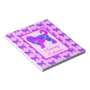 Cockapoo Dog Lover Pink & Blue Silhouette Notepad