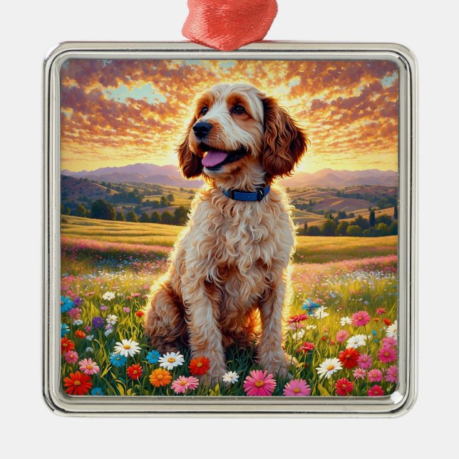 Cockapoo Dog Metal Tree Decoration (Front)