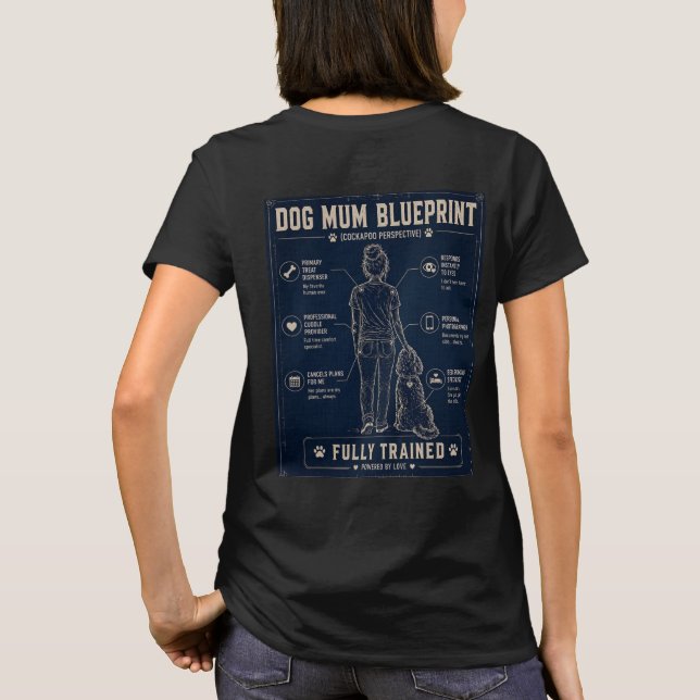 Cockapoo Dog Mum Blueprint T-Shirt (Back)
