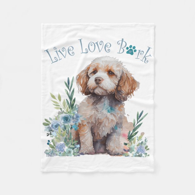 Cockapoo Dog Mum Floral Fleece Blanket (Front)