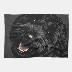 Cockapoo Dog Portrait Black Cockapoo gift Tea Towel