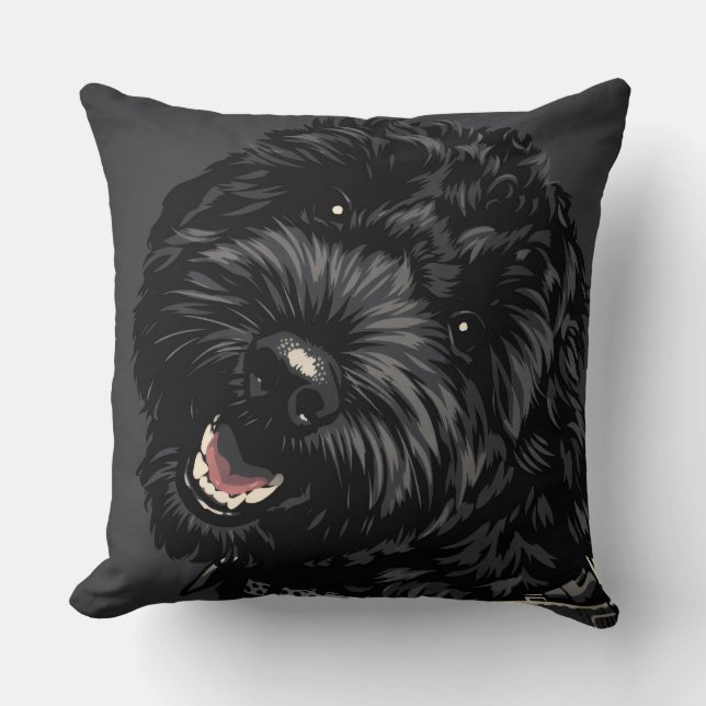 Cockapoo Dog Portrait Cushion Black Cockapoo gift (Front)