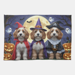 Cockapoo Dog Pumpkin Halloween Funny Tea Towel