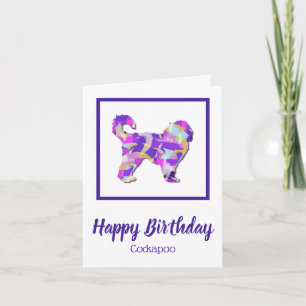Cockapoo Dog Silhouette Cute PurplePY&B Birthday Card