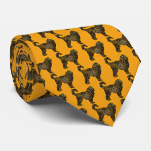 Cockapoo Dog Silhouette Halloween Orange Neck Tie
