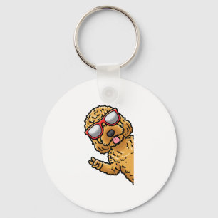 Cockapoo Dog Spoodle With Sunglasses From Side Key Ring