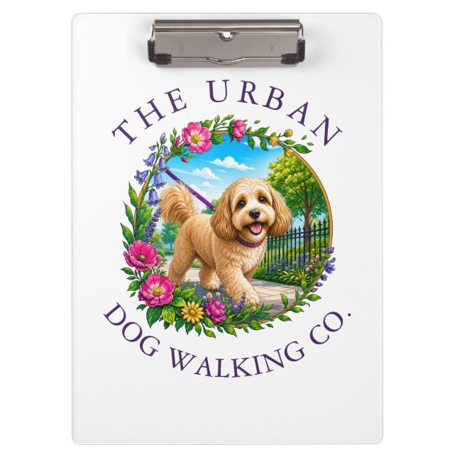 Cockapoo Dog Walker Custom Logo Clipboard (Front)