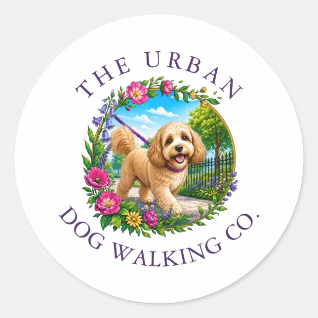 Cockapoo Dog Walker Custom Logo Stickers (Front)