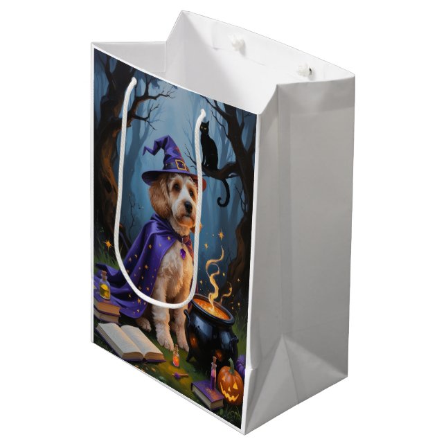 Cockapoo Dog Whimsical Halloween Painting Medium Gift Bag (Front Angled)