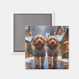 Cockapoo Dogs Christmas Snow Holiday  Magnet