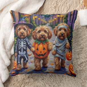 Cockapoo Dogs Trick-or-Treating Halloween Costume Cushion