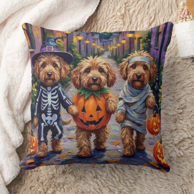 Cockapoo Dogs Trick-or-Treating Halloween Costume Cushion (Blanket)