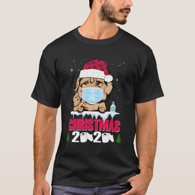 Cockapoo Face Mask Dog Merry Christmas 2020 Funny  T-Shirt (Front)