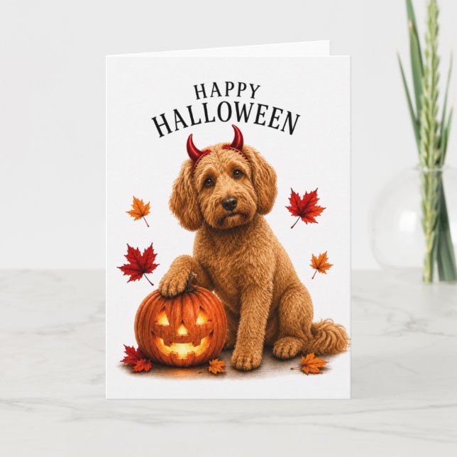 Cockapoo Halloween Devil Dog Card (Front)