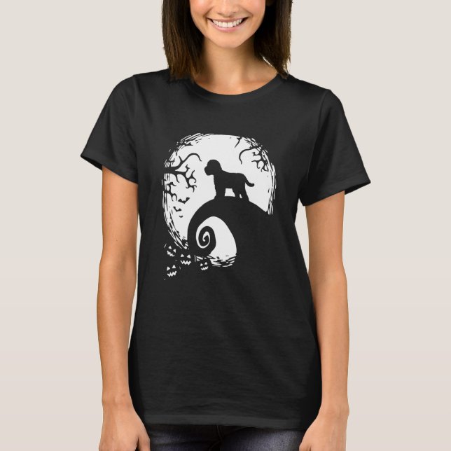 Cockapoo Halloween Under The Moonlight Spooky Dog T-Shirt (Front)