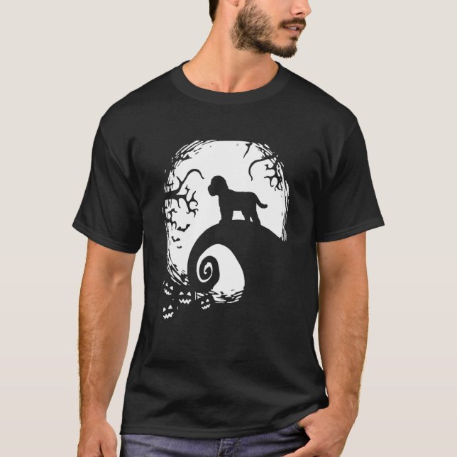 Cockapoo Halloween Under The Moonlight Spooky Dog T-Shirt (Front)