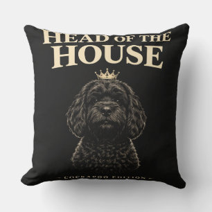 Cockapoo Head Of The House Gift Funny Dog Owner Cushion